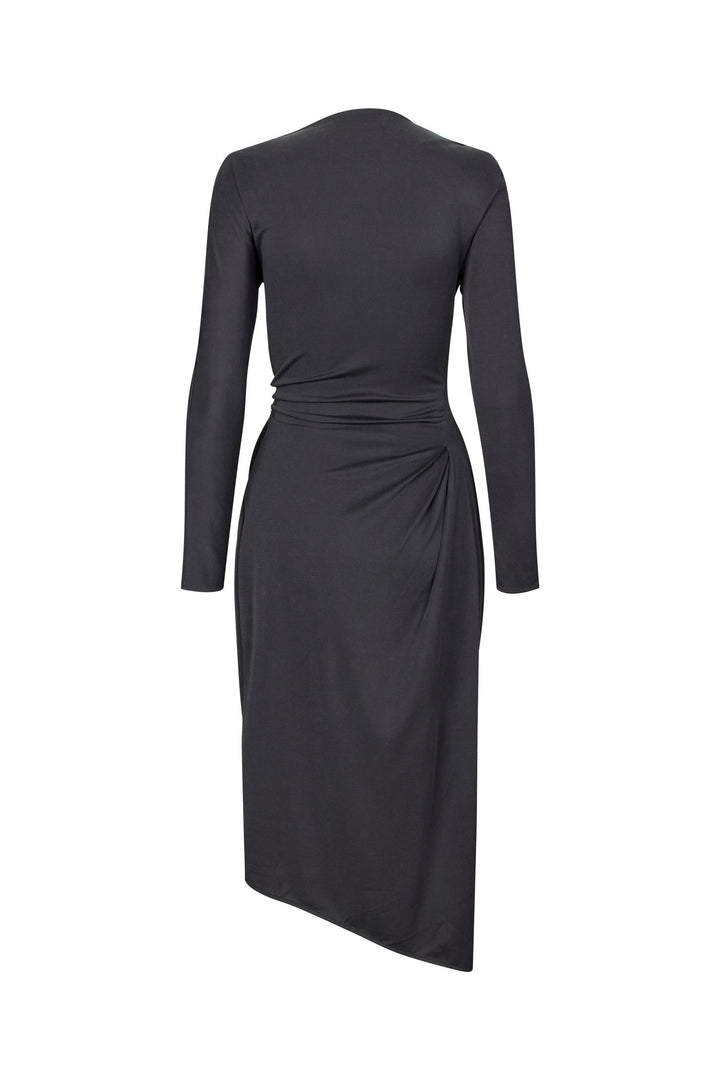 Long Sleeve Midi Dress With Fixed Buckle