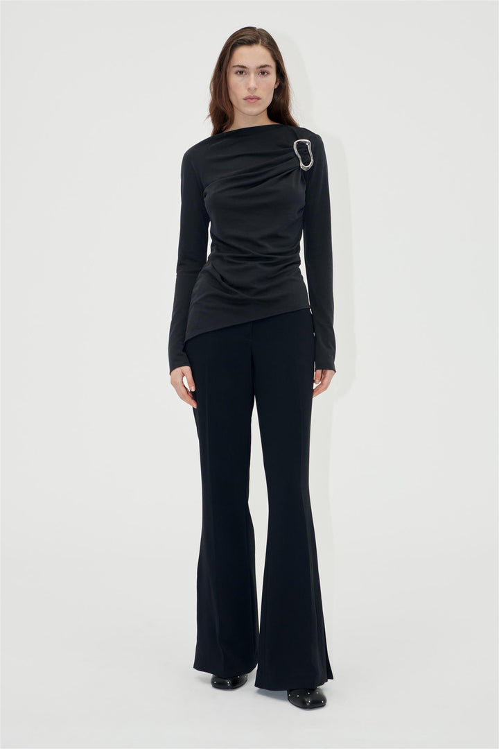 Long Sleeve Top With Fixed Buckle